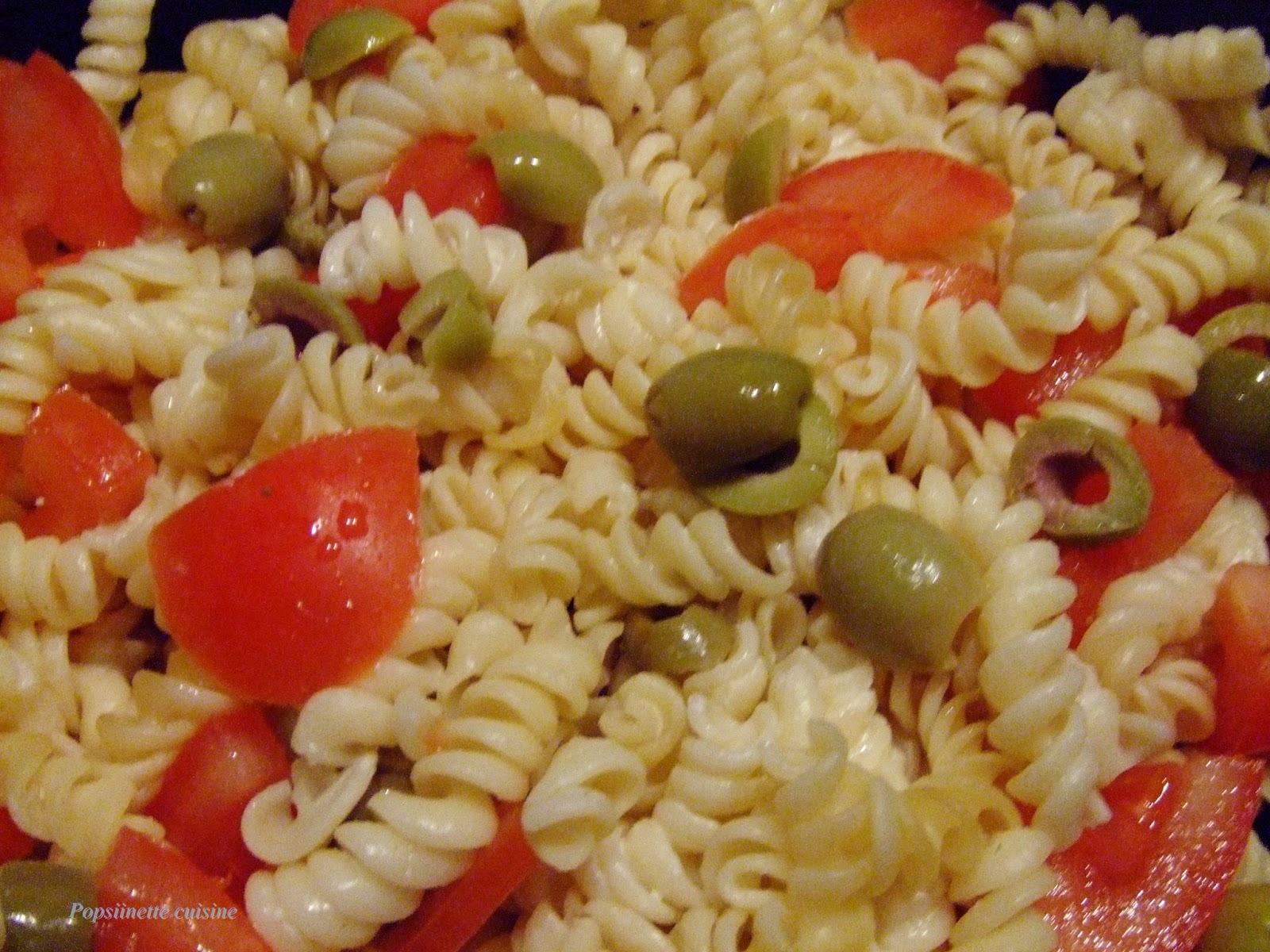 Les petits trucs de Recette Pâtes aux olives et aux tomates