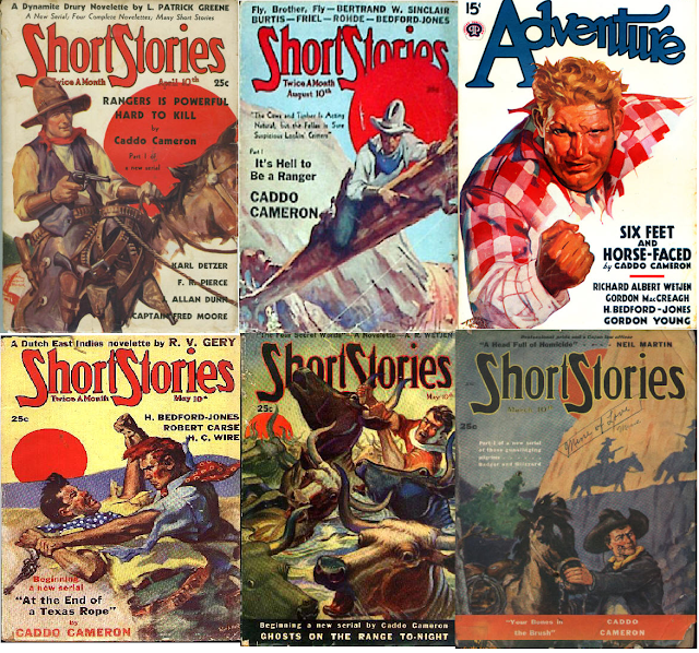 A selection of covers from magazines featuring stories by Caddo Cameron (Charles Richard Beeler)