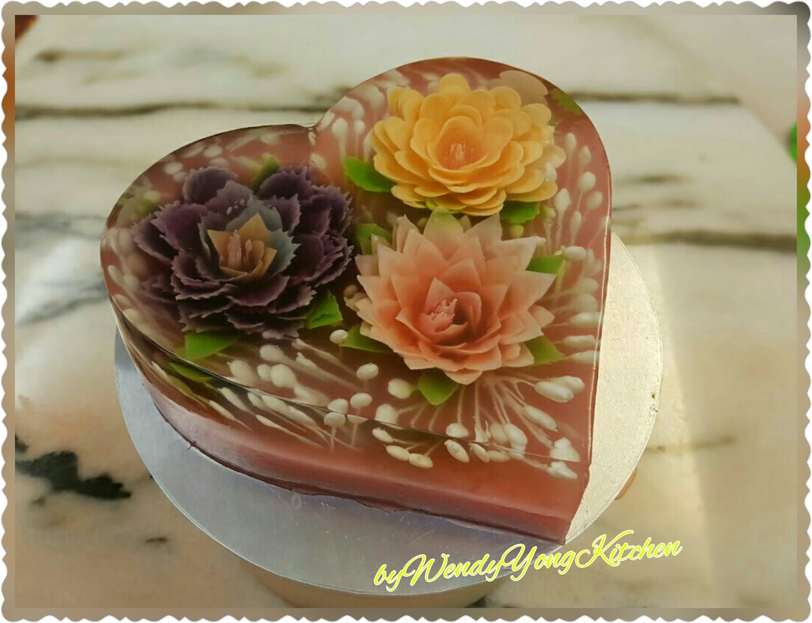WendyYongKitchen~爱心烘焙记录: 3D jelly art cake天然色素3D 果冻花