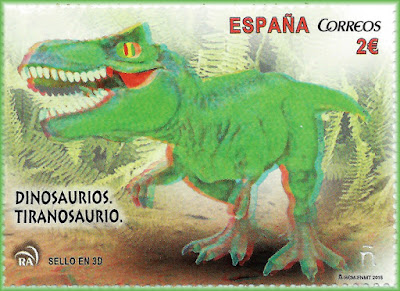 Tiranosaurio , sello, filatelia, dinosaurio