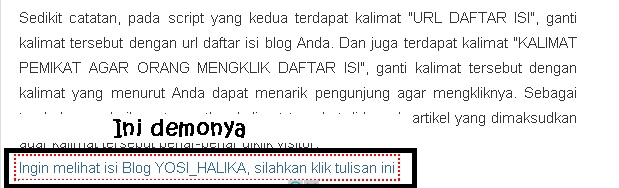Cara Membuat Kalimat Secara Otomatis Dibawah Postingan | YOSI_HALIKA