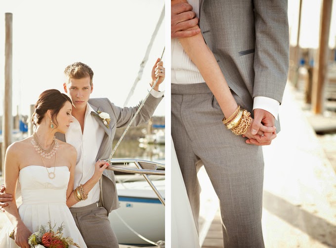 Coral and Gold Nautical Wedding Inspiration Shoot