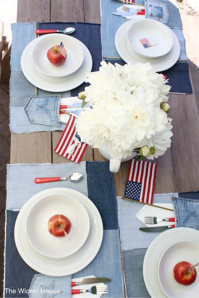 Easy Sew Denim Placemats & A Patriotic table setting
