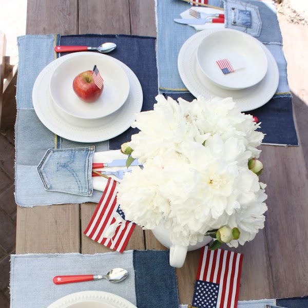Easy Sew Denim Placemats & A Patriotic table setting