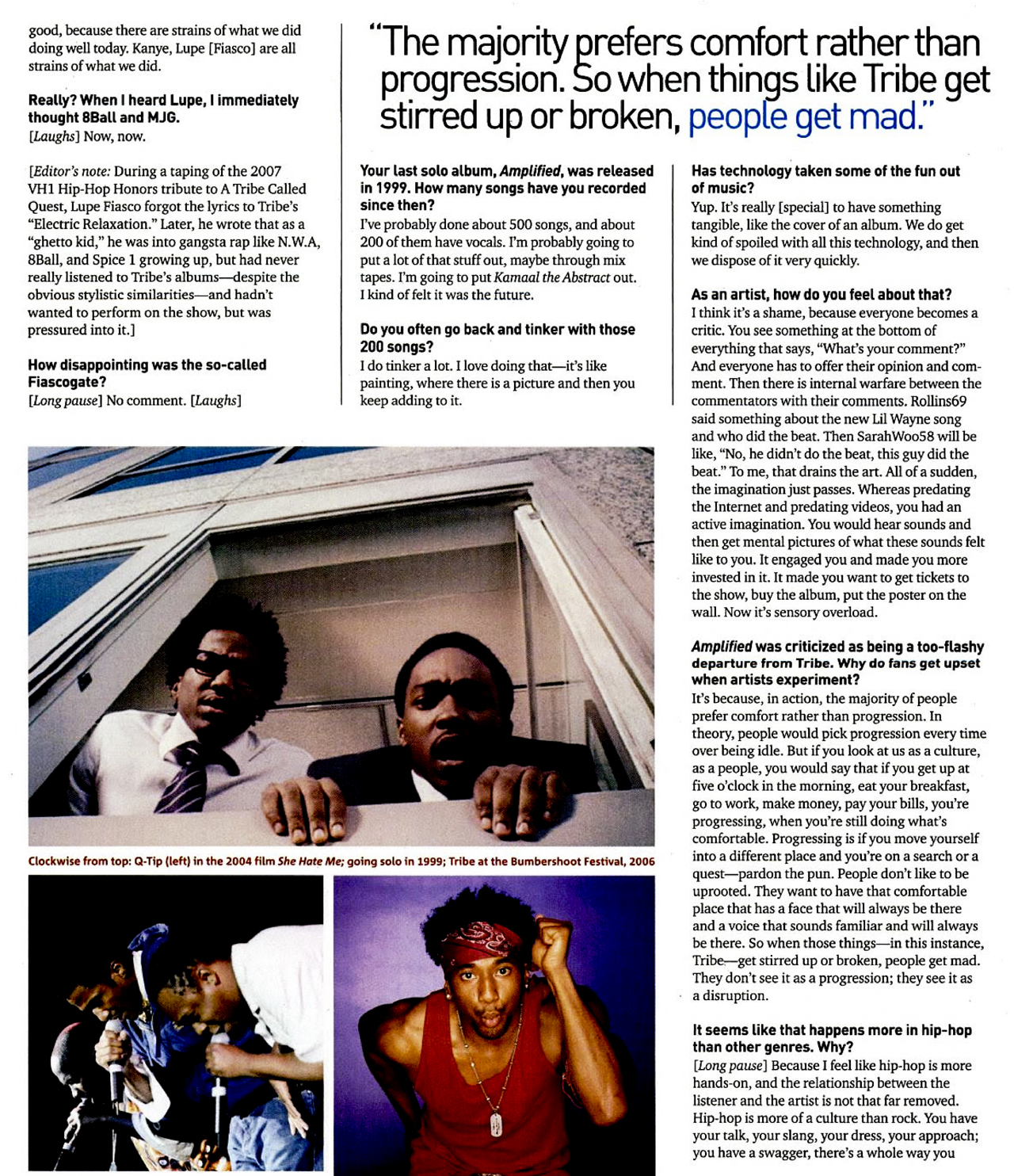Q-Tip Interview in Spin Magazine 2008 "Hip-Hop Nostalgia"