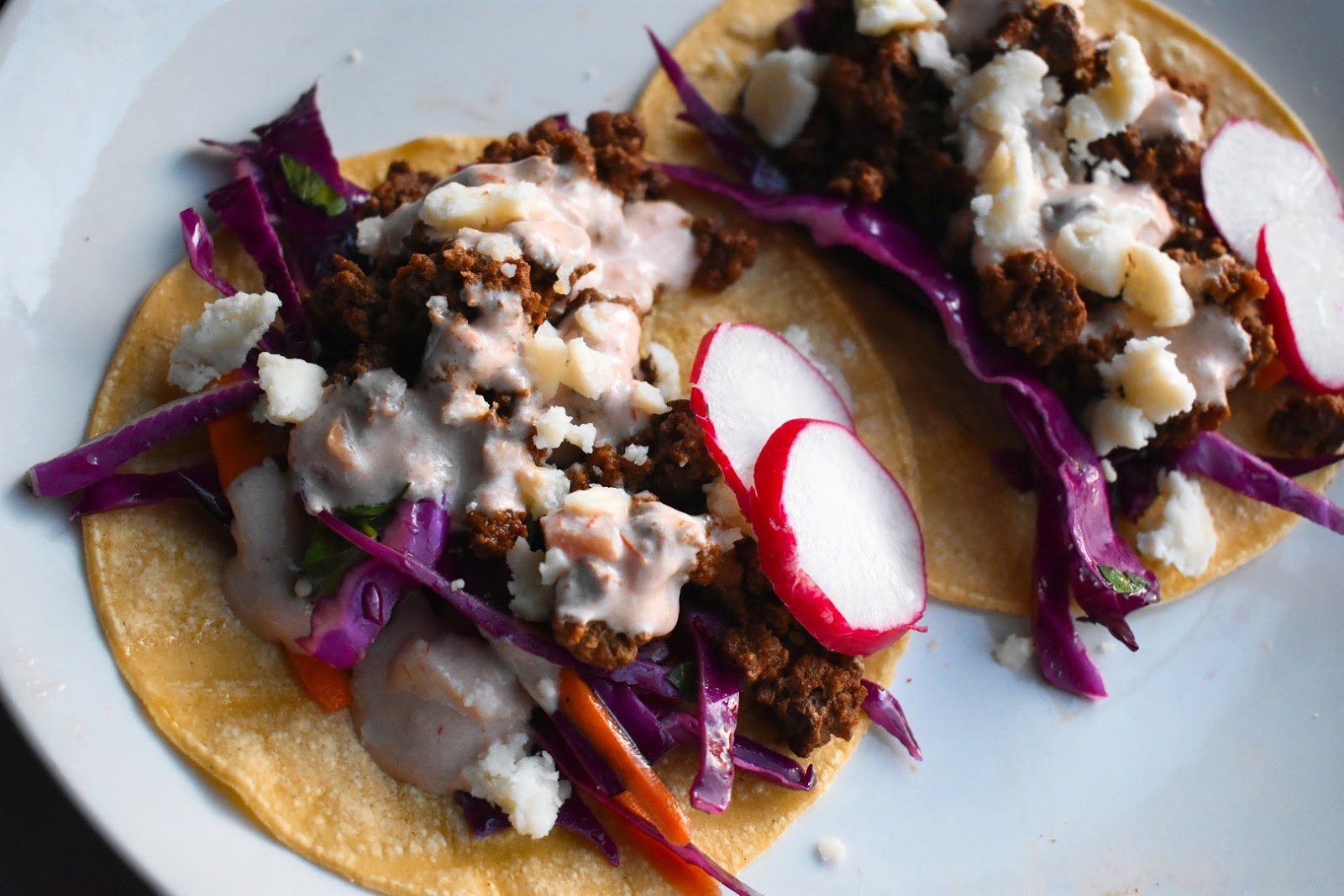 Ground Bison Tacos with Red Cabbage Slaw and Creamy Salsa Chef Jen