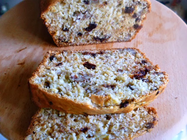 Chocolate Cherry Banana Bread :  Moist banana bread loaded with mini chocolate chips and dried cherries!  Yum!  Slice of Southern