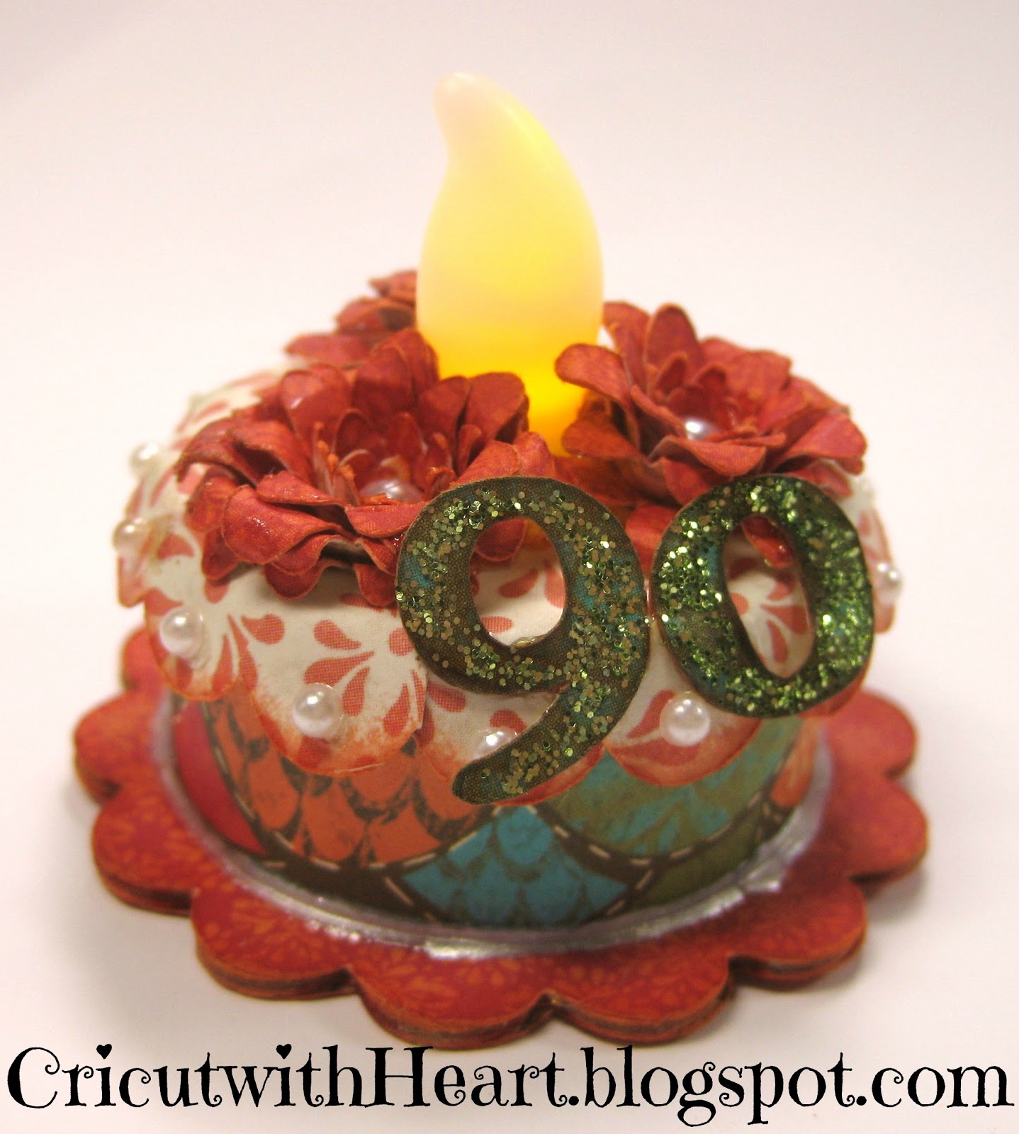 Cricut with Heart Tea Light Birthday Cake