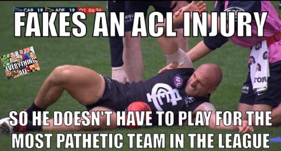 Fakes an ACL injury... (10 Photos) AFL Memes
