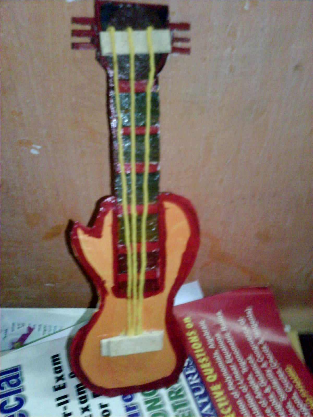 Malini's Creationz Cardboard Guitar How to make Cardboard Guitar