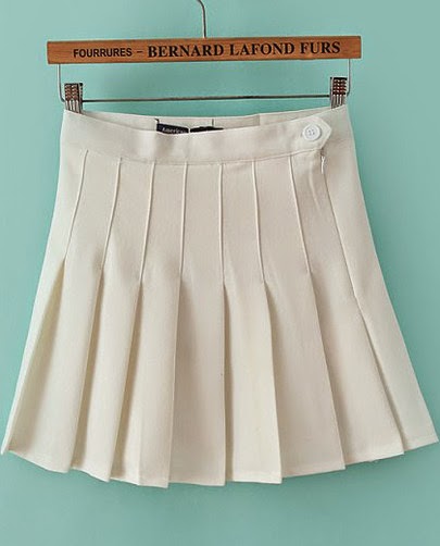 Monsterthigh: Sheinside: White High Waist Pleated Skirt Review