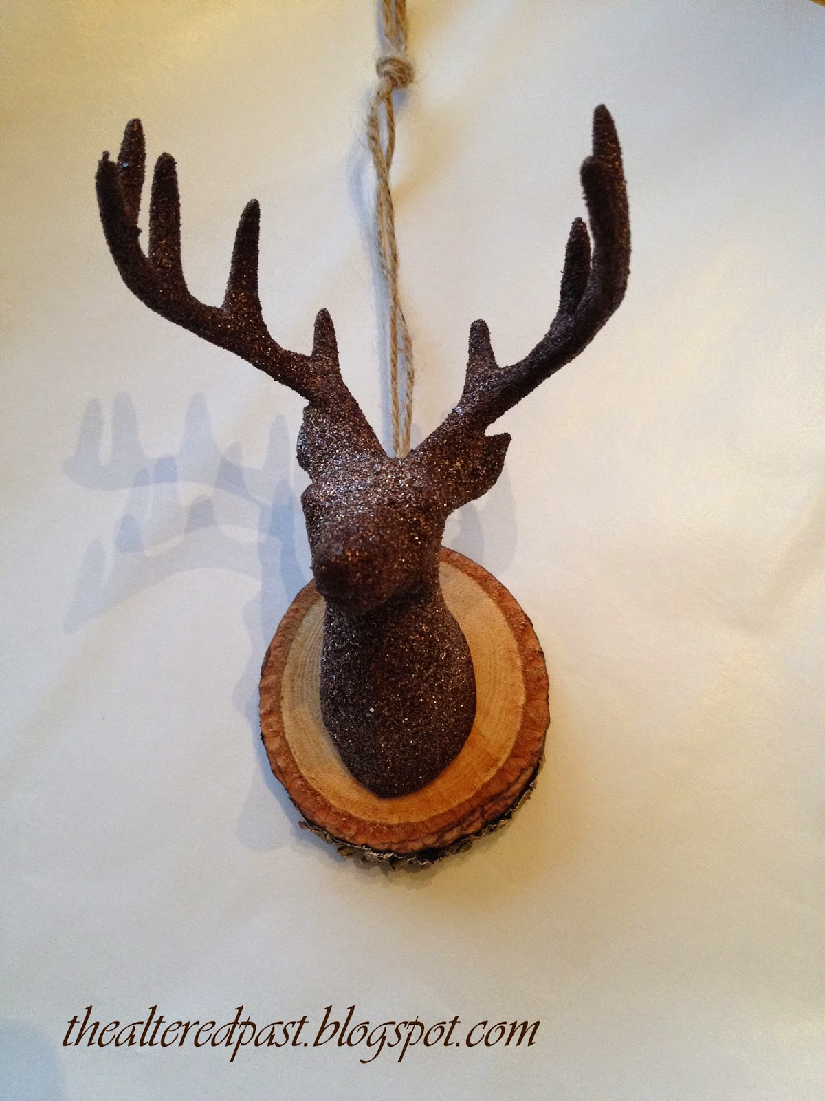 deer head ornament, wood slice, the altered past blog