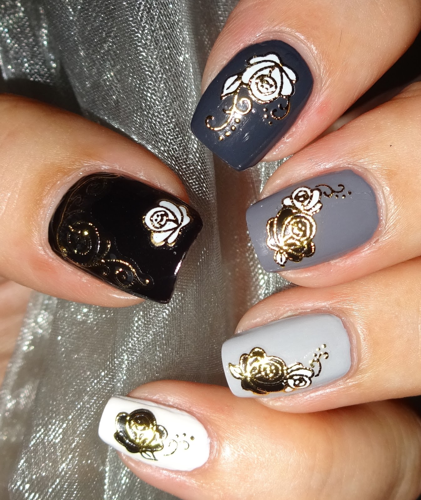 Wendy's Delights Elegant Black & White Rose Nail Stickers from Born