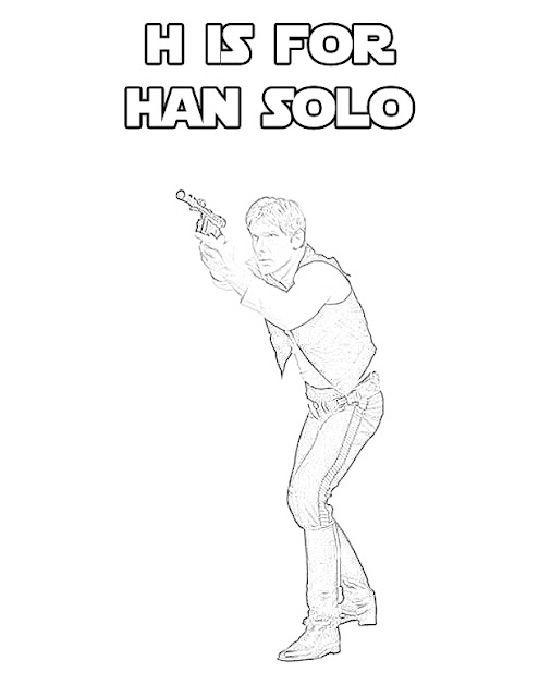 Star Wars Alphabet Coloring Page - H is for Han Solo - The Star Wars