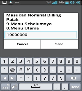 Pembuatan Kode Billing melalui SMS USSD