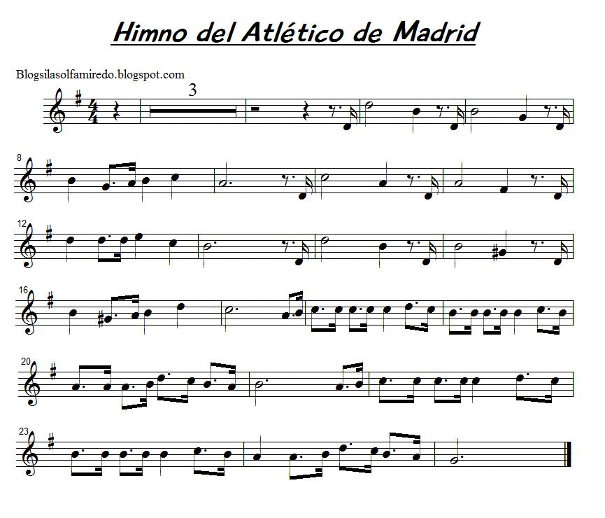 Blogsilasolfamiredo: Partitura del Himno del Atlético de ...