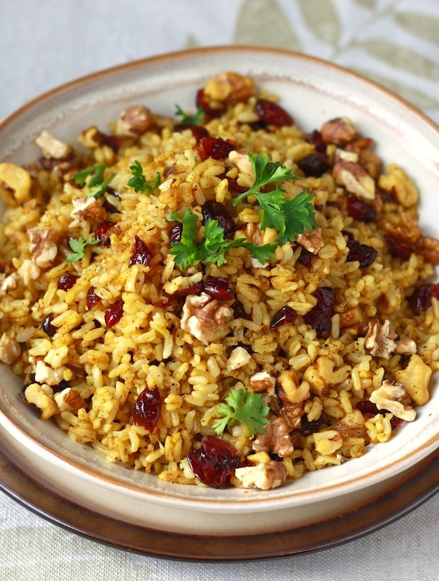 Curried Cranberry Walnut Rice by SeasonWithSpice.com