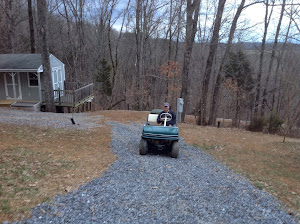 Tim driving the golf cart!