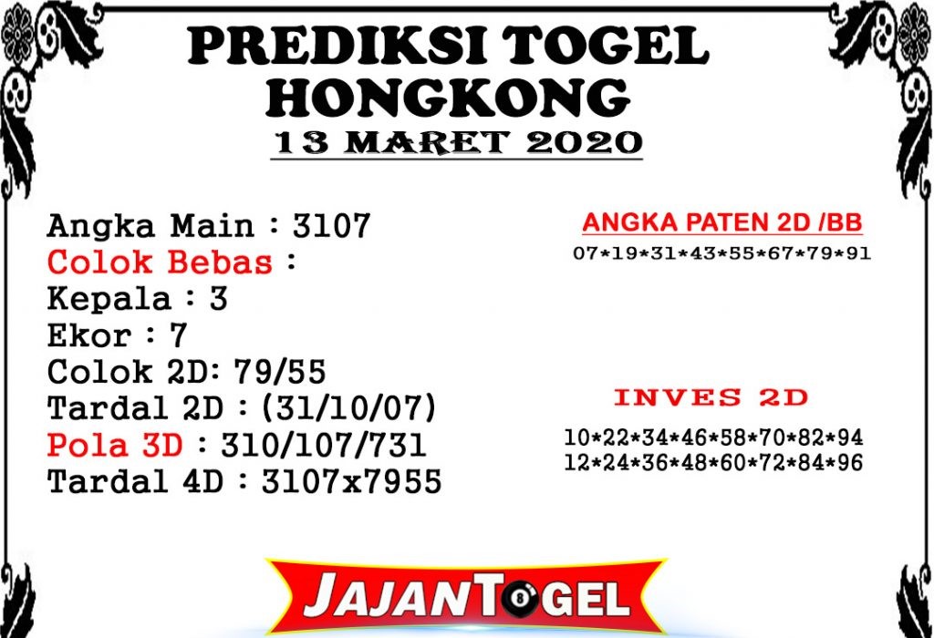 Prediksi Togel Hk Jumat 13 Maret 2020 Prediksi Hk Komplit