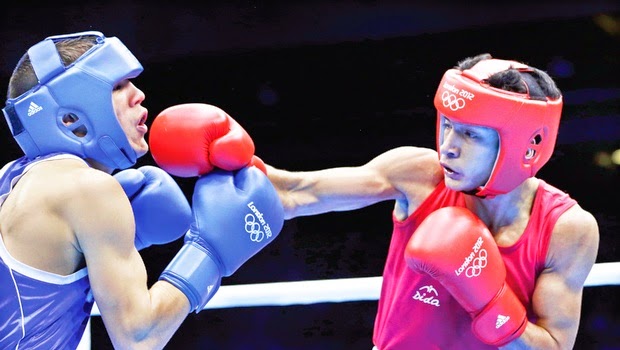 Shiva Thapa (right) in action during the 2012 London Olympics