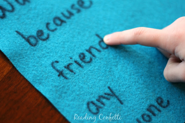 Tracing on felt is an easy way to practice sight words using a multisensory approach