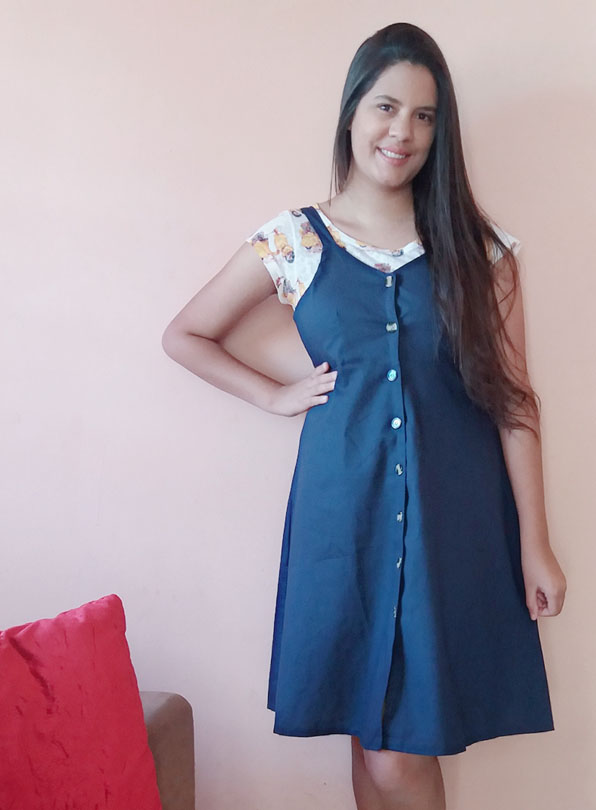  vestido midi azul zaful