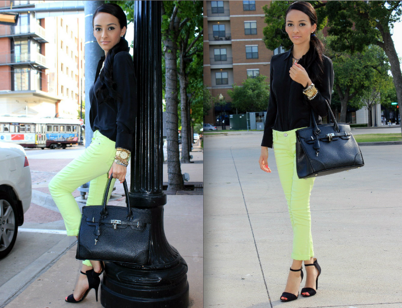 Lime green jeans.