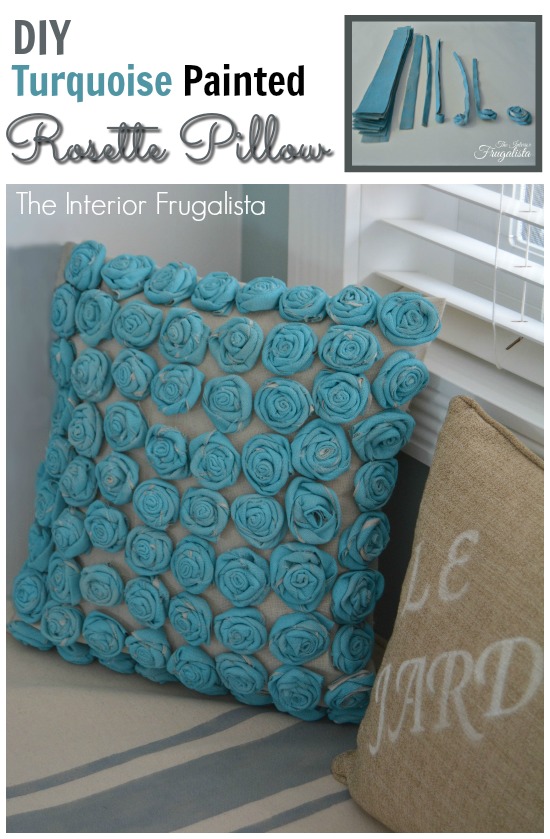 How To Make A Turquoise Painted Drop Cloth Rosette Pillow