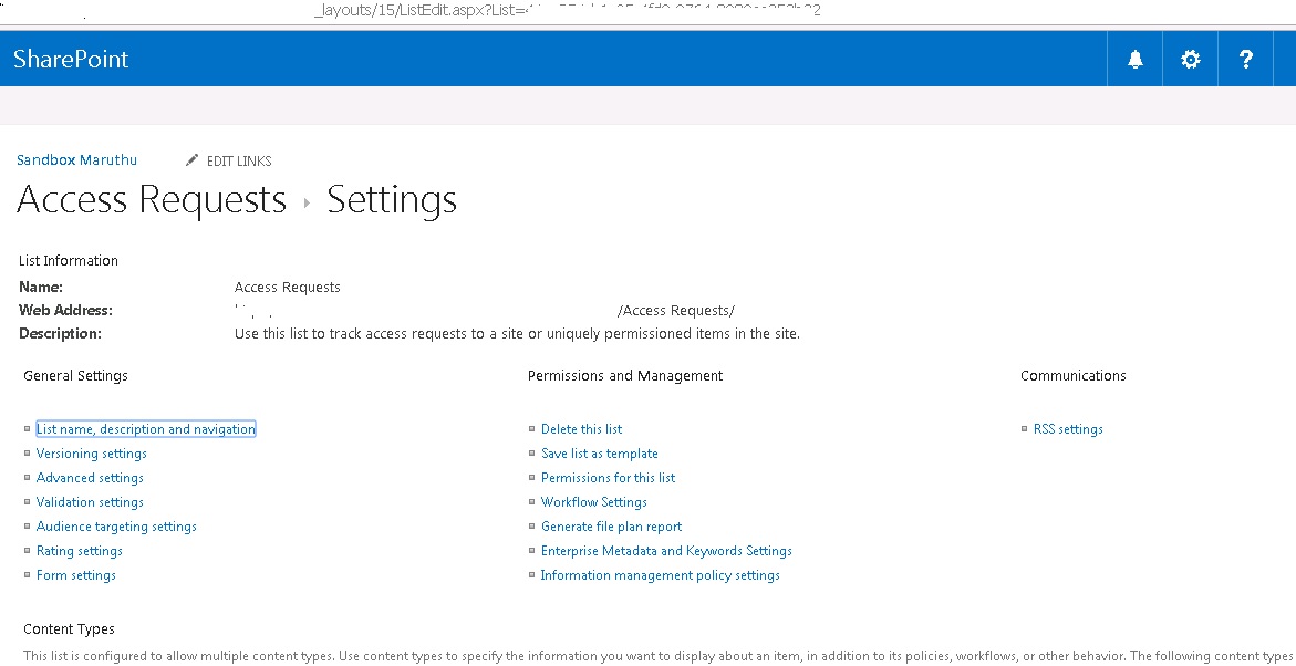 All about SharePoint How to access to Access request List in