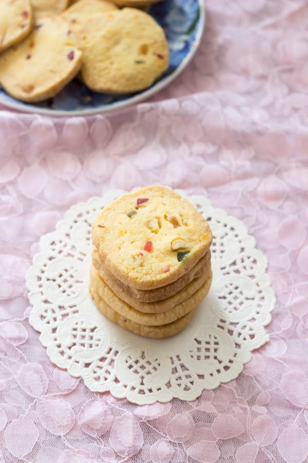 How to make vegetarian eggless Karachi Bakery Fruit Biscuit rose cookies cranberry cookie recipe at One Teaspoon Of Life www.oneteaspoonoflife.com