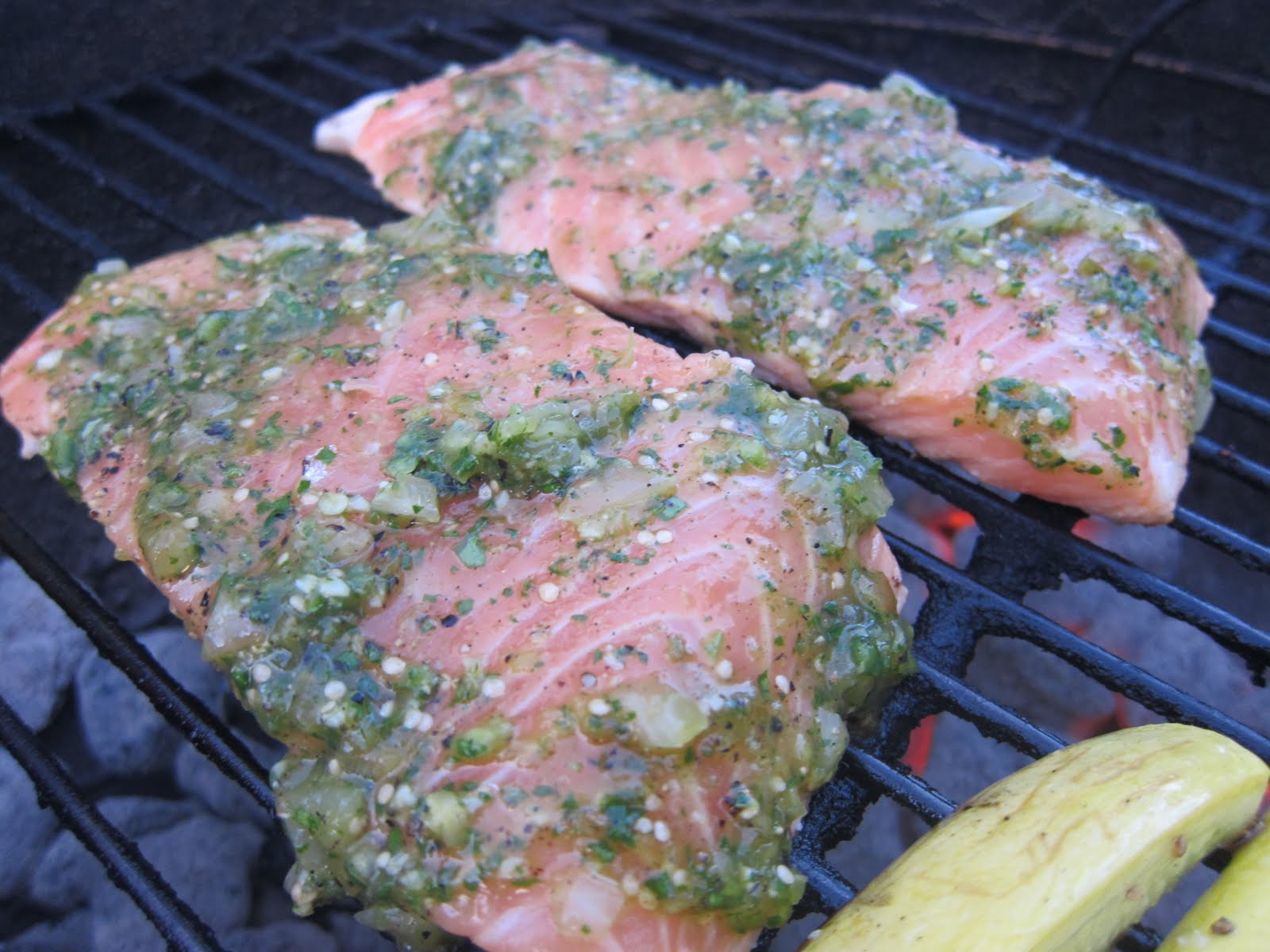 What's Andy Cooking? Grilled Salmon with Roasted Tomatillo Salsa