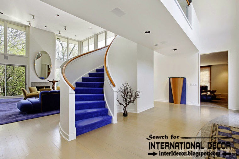art deco stairs design 2015 with velvet carpeted staircase for modern interior