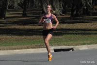 Lindsay Zeiler running strong 200 meters from her victory in the second annual Tomato Trot 5K on Sunday, 19 February 2012. Lindsay Zeiler