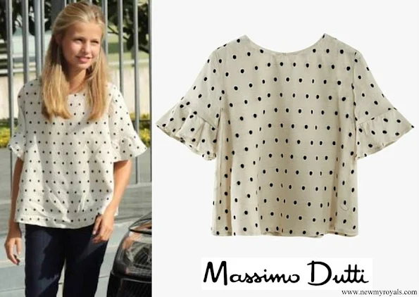 Crown Princess Leonor wore a polka dot blouse by Massimo Dutti
