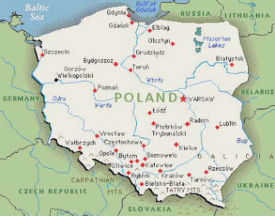 Map of present-day Poland