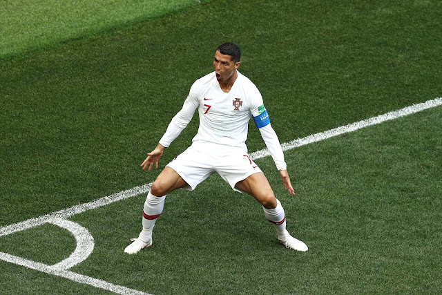 Cristiano Ronaldo celebrates goal against Morocco at Russia 2018 World Cup