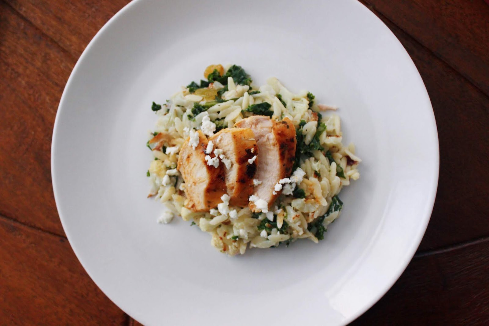 Seared Chicken & Orzo Salad w/ Roasted Cauliflower & Honey Mustard
