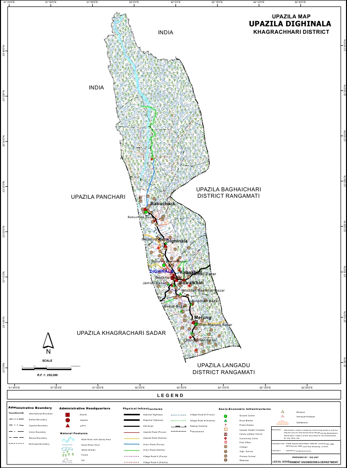 Dighinala Upazila Map Khagrachari District Bangladesh