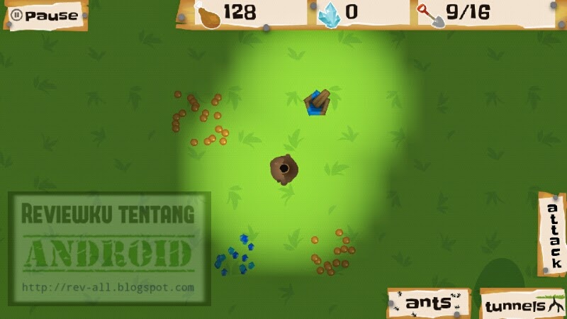 Sarang semut dari atas game android Ant Warz - bangun koloni semut yang kuat dan jadilah pemenang (rev-all.blogspot.com)