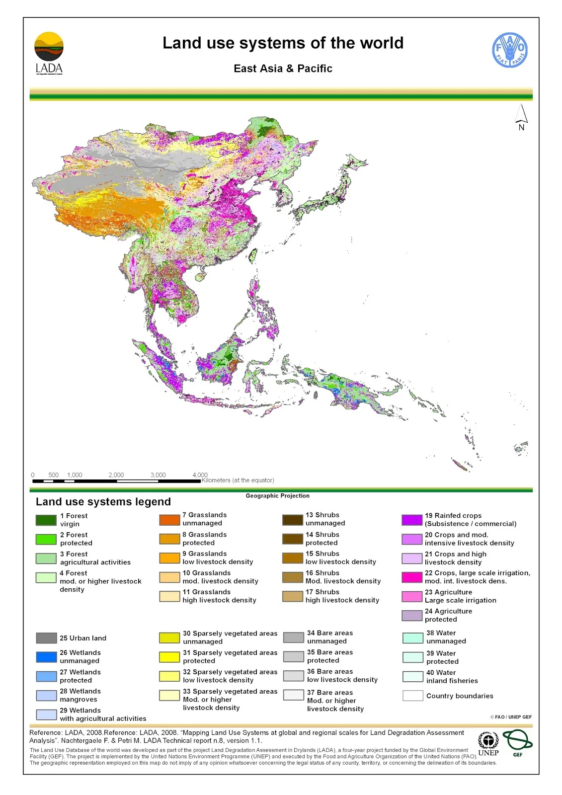 East Asia: Land use map