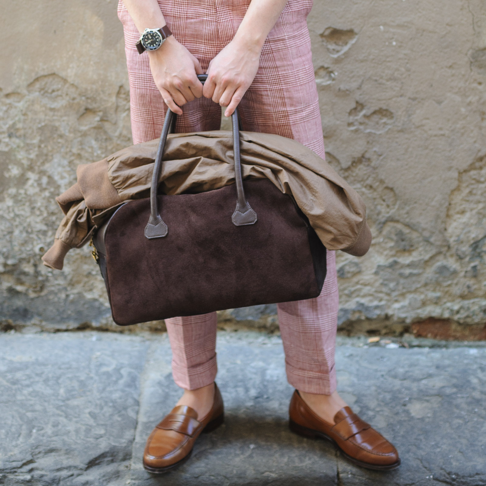 Cordovan, Orient Watch, Bomber Jacket, Suit Supply, Suitsupply, Crockettandjones, Crockett&Jones, Harvard Loafer, Linen Trousers, linen Pants, Bomber Jacket, Polo, Uniqlo, Bag, Weekender, Sunglasses