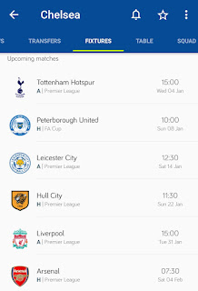 Chelsea - Next PL matches - screengrab from Fotmob app