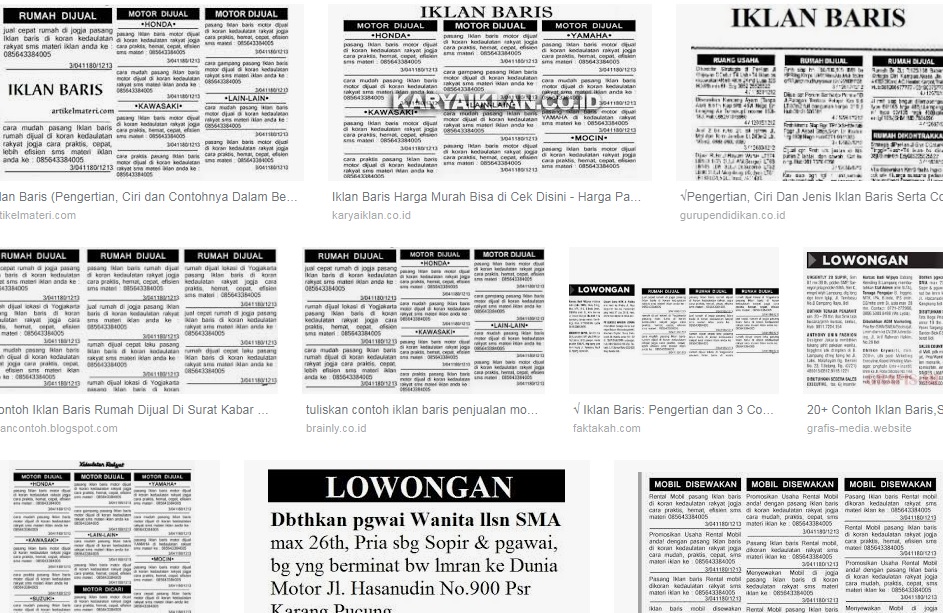 Contoh Iklan Baris Lowongan Pekerjaan Materi Pelajaran 10