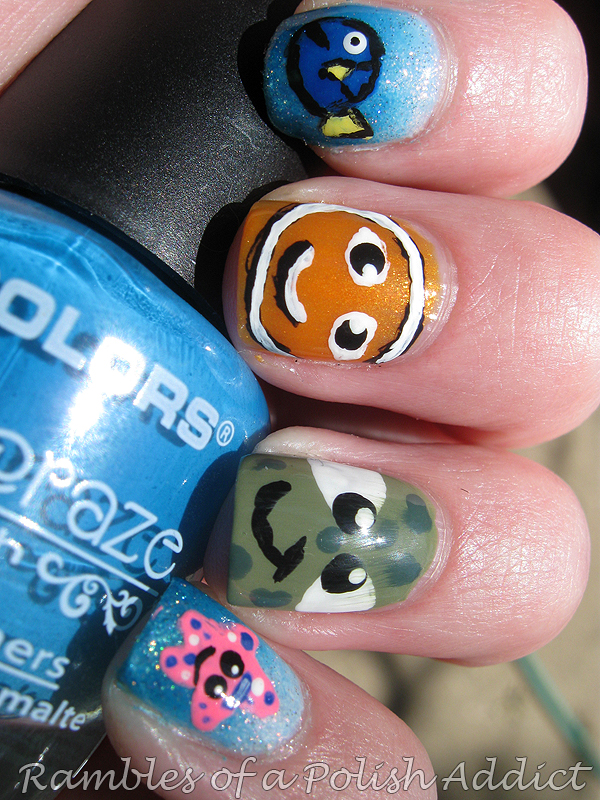Rambles of a Polish Addict: Disney Nail art challenge day 24: Finding Nemo