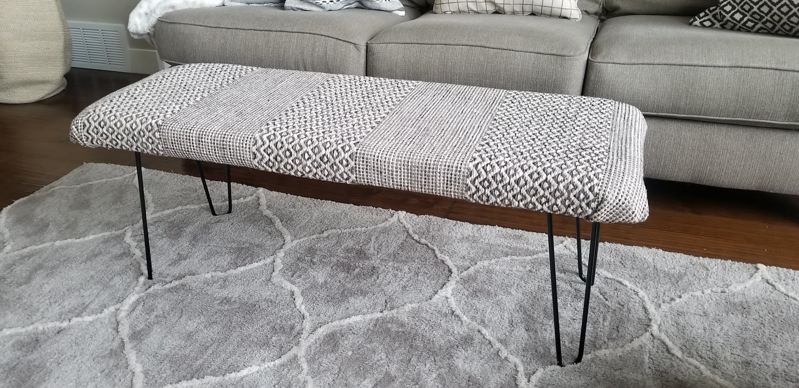 How To Make A Diy Bench Ottoman Out Of A Rug And Hairpin Legs