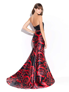 Mermaid Prom Dress With Large Roses Floral Printed