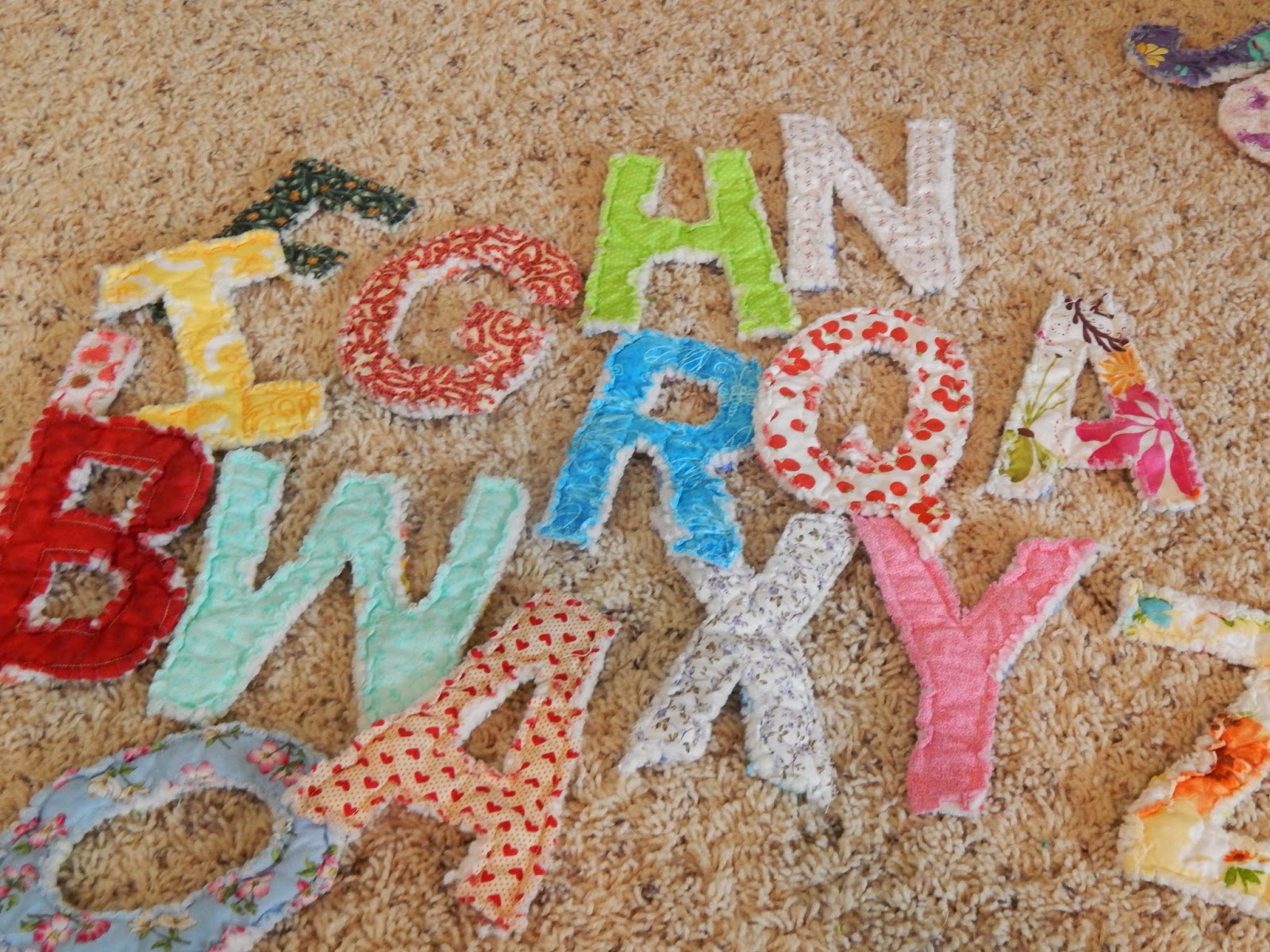 The Fleming's Nine ABC Rag Quilt Letters