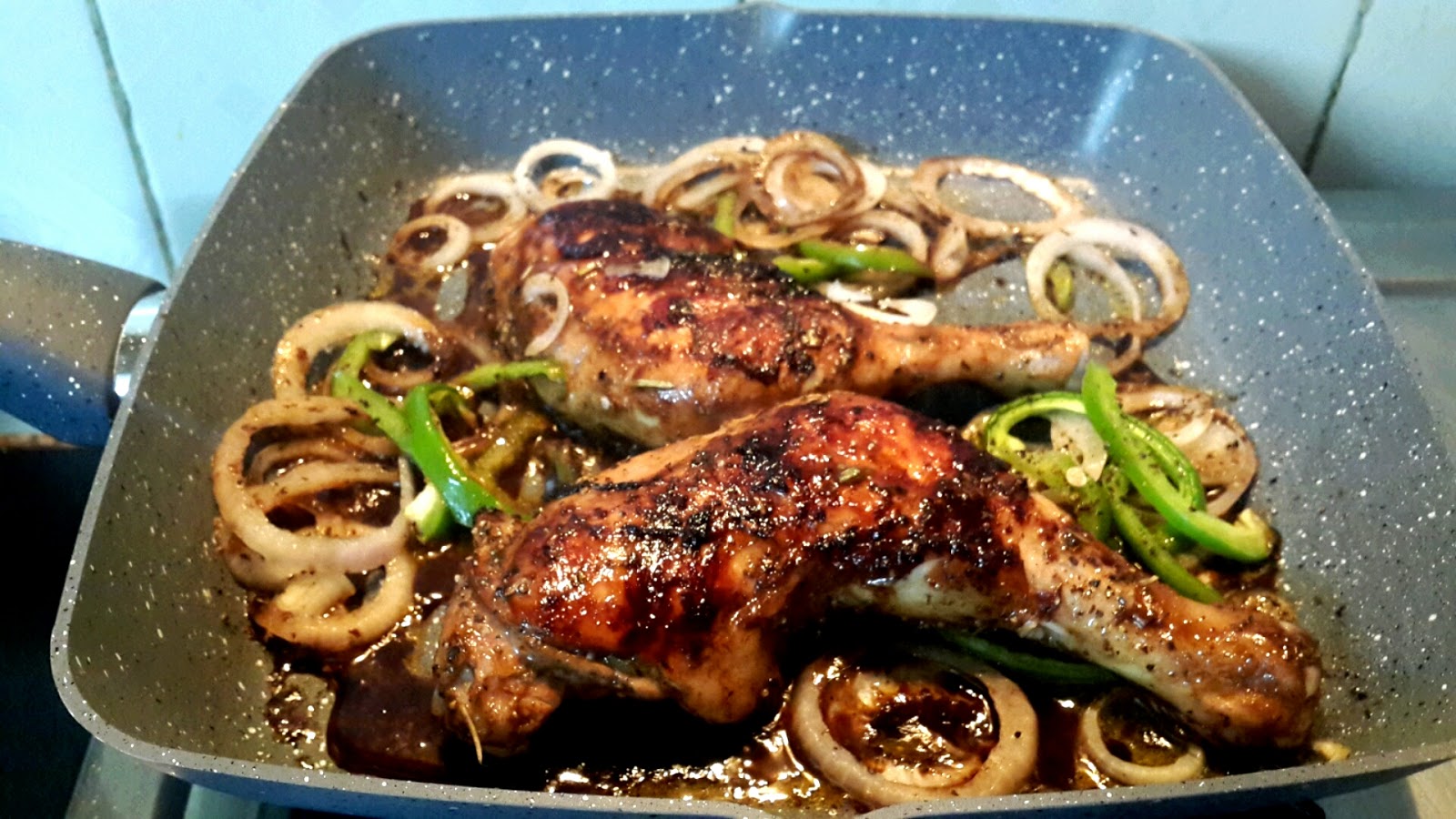 Flavorsome Flavors Balsamic Roasted whole Chicken legs in the Grill Pan
