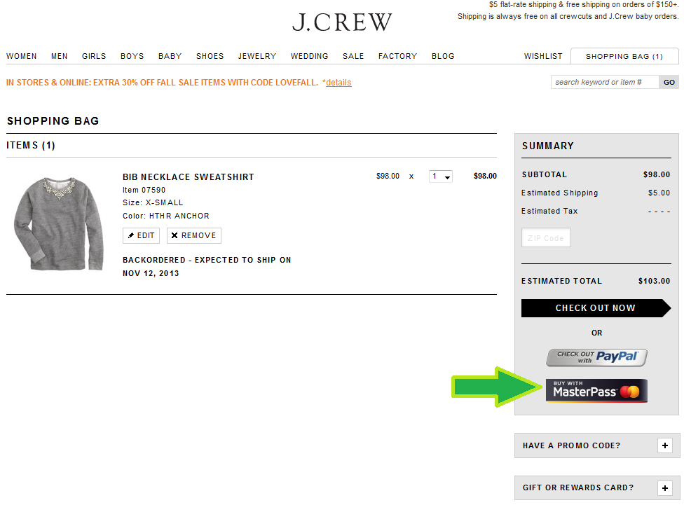 J.Crew Aficionada: Customers Can Pay with MasterPass at JCrew.com!