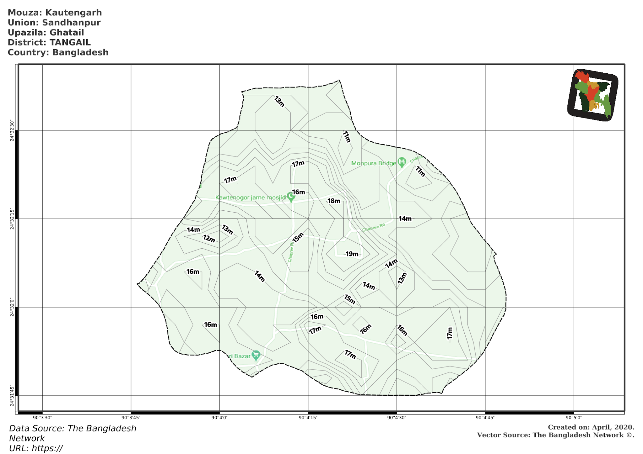 Map of Kautengarh Mouza of Ghatail Upazila, TANGAIL Map of Kautengarh Mouza of Ghatail Upazila, TANGAIL, Bangladesh.